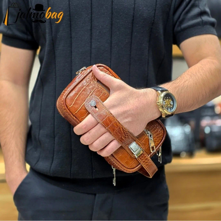 کیف دستی و دوشی چرم طبیعی گاوی دو خانه مدل شوزبگ