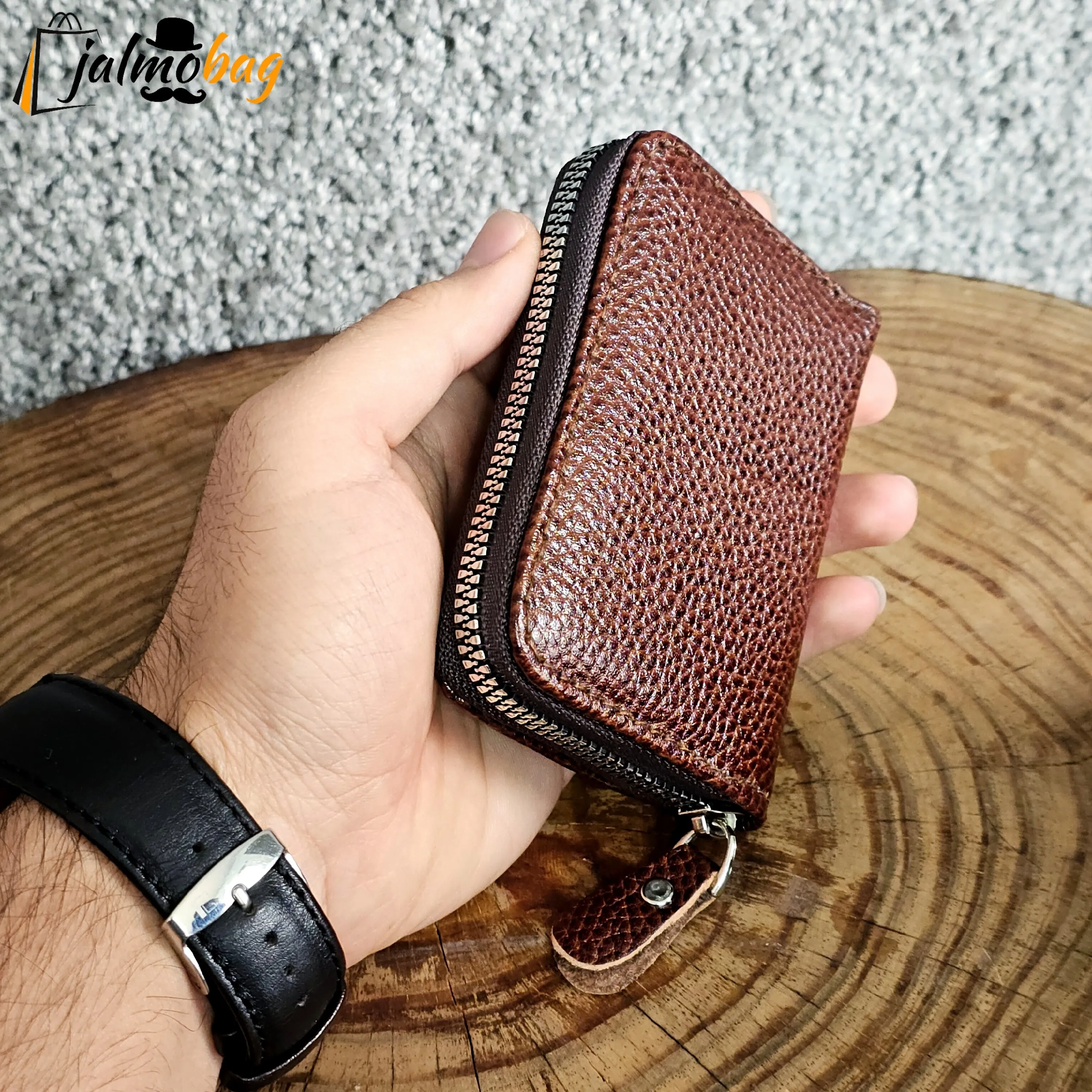 جاکارتی زیپدار چرم اصل گاوی مناسب آقایان و خانمها