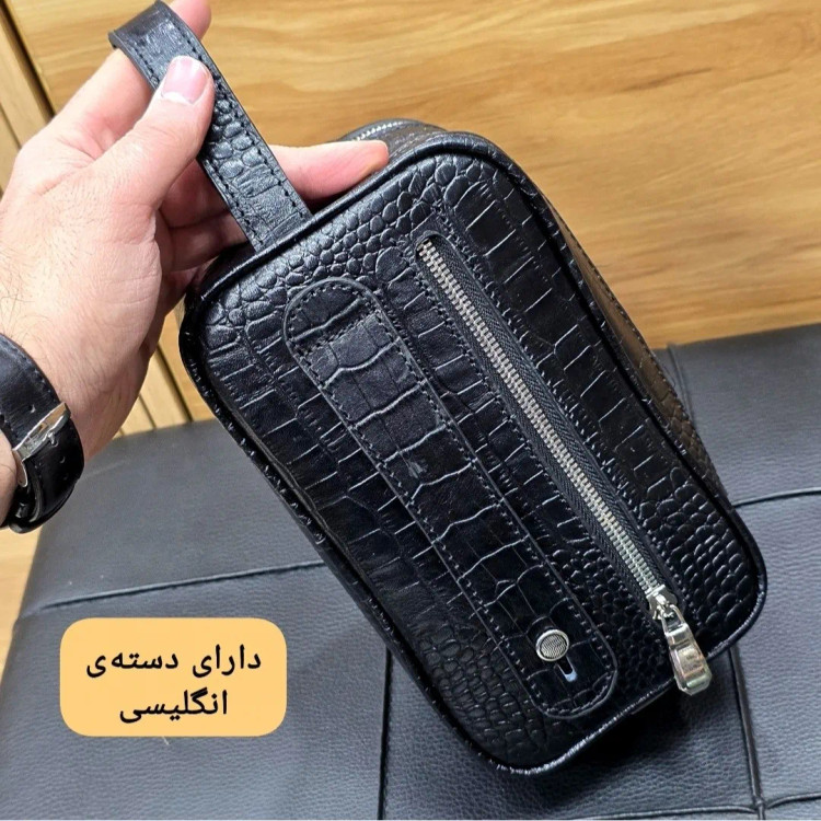 کیف دستی چرم طبیعی چرم ظفر دو خانه 21 سانتی متری