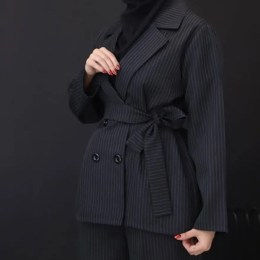 کت شلوار اداری و دانشجویی زنانه مدل نسیم جنس دیپلمات با کمربند و شلوار