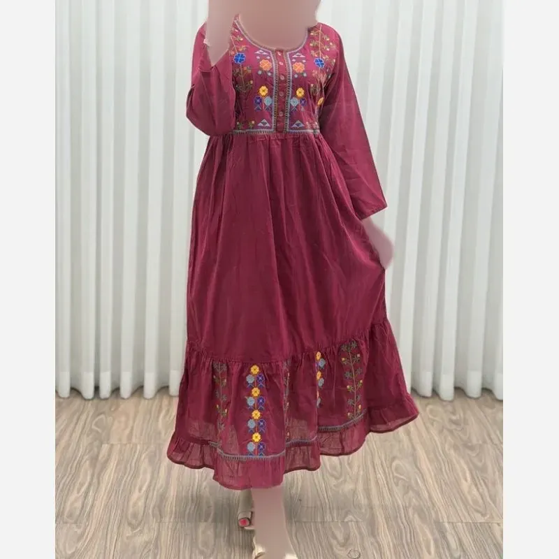 پیراهن گلدوزی هندی بلند SH7581