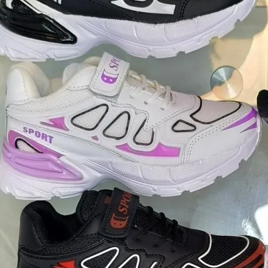 کفش اسپرت دخترانه بچگانه سفید صورتی سایز 31 تا 35