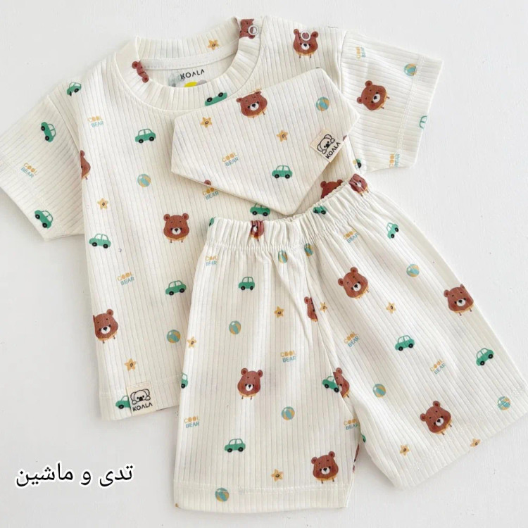 ست بلوز آستین بلند و شلوارک نوزادی نخ پنبه کوالا کیدز سایز 6 تا 36 ماه