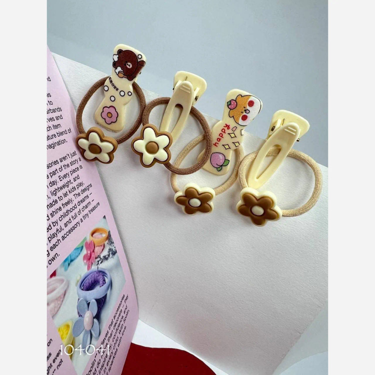 پک 4 عددی اکسسوری مو دخترانه شامل 2 عدد کش مو و 2 عدد گیره انبری وارداتی