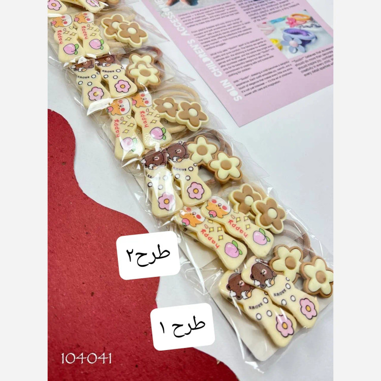 پک 4 عددی اکسسوری مو دخترانه شامل 2 عدد کش مو و 2 عدد گیره انبری وارداتی