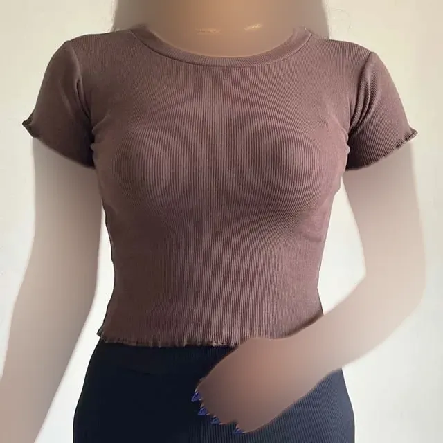کراپ تیشرت کبریتی مدل 1131 راهراه رنگی فری سایز زنانه