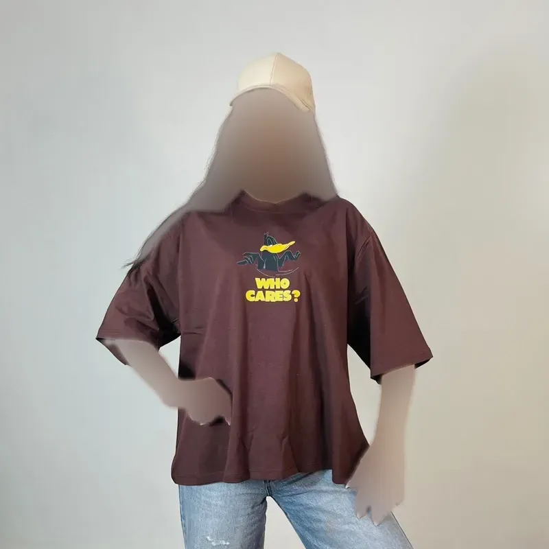 تیشرت باکسی نخ پنبه طرح اردک سایز 3