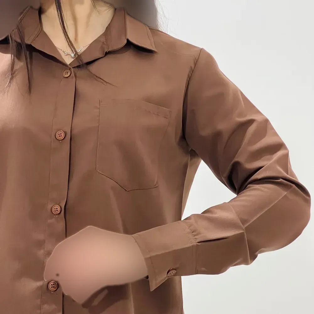 شومیز بیسیک زنانه کد 1147 یقه مردانه آستین بلند بنددار نخی یونیسکس سایزبزرگ
