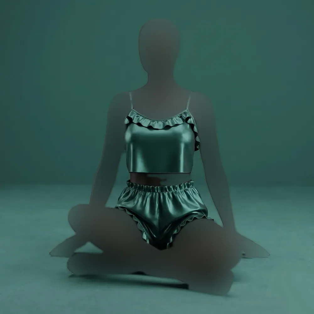 تاپ شورتک زنانه ساتن چین دار بند قابل تنظیم