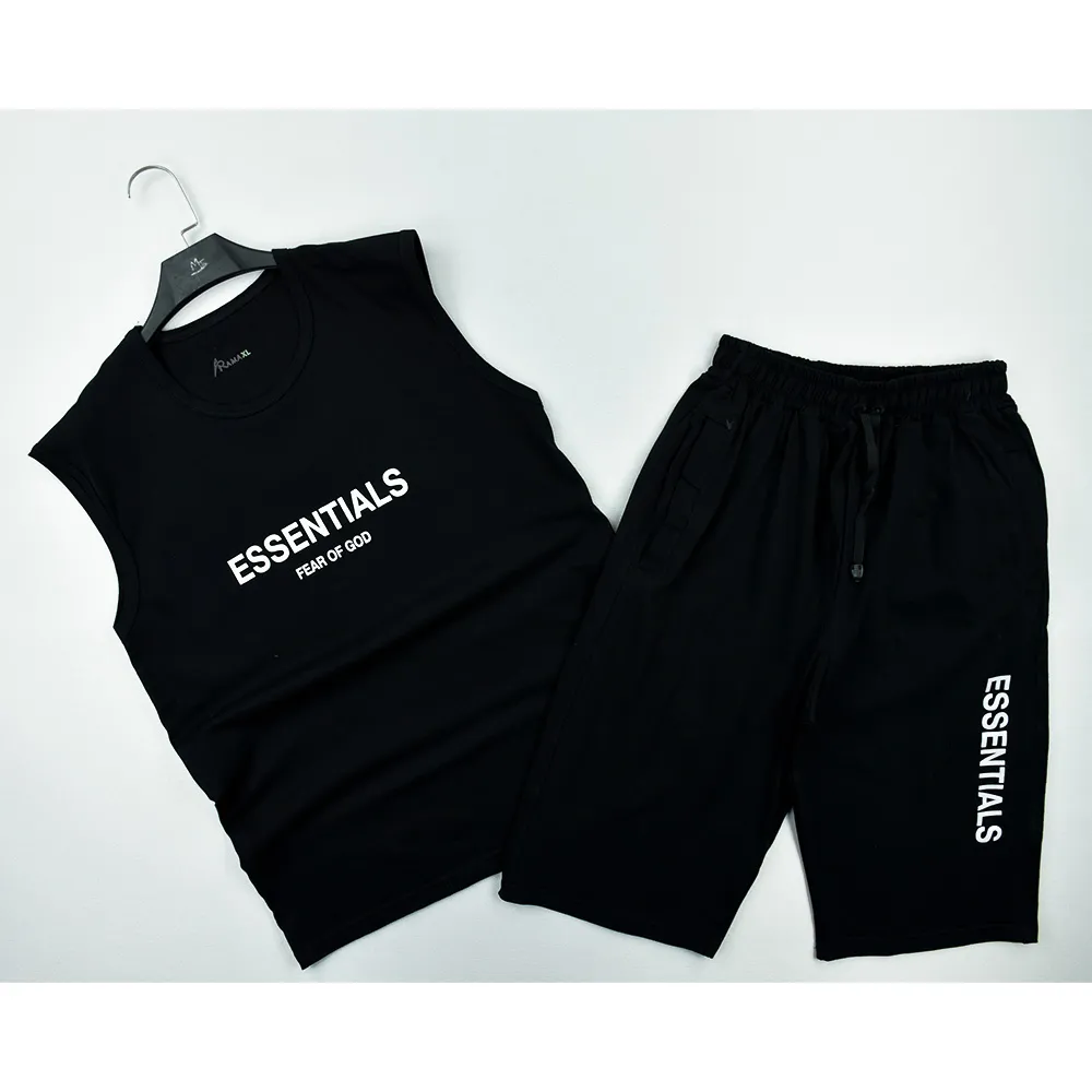 ست تاپ شلوارک مردانه ESSENTIALS پنبه ای بهار و تابستان