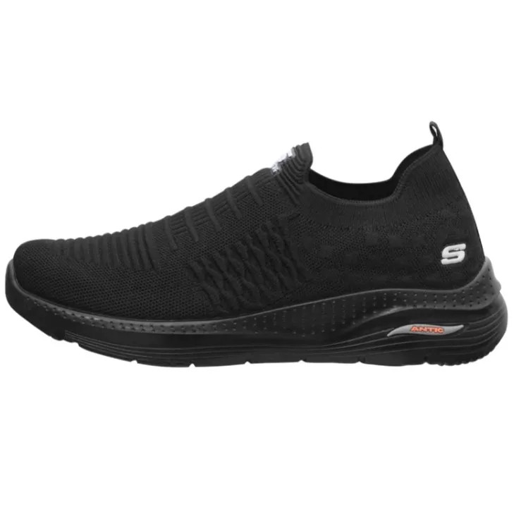 کفش پیادهروی مردانه اسکیچرز مدل Perfect رنگ مشکی بدون بند جورابی