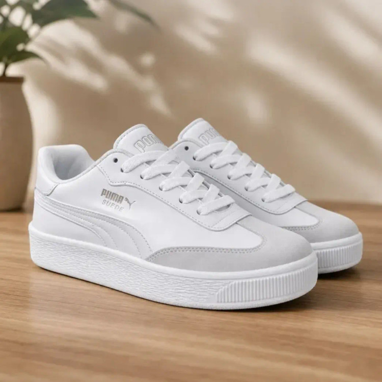 کفش ونس زنانه پوما سفید رویه مخمل و چرم مصنوعی زیره PU سبک و راحت سایز 37 تا 40