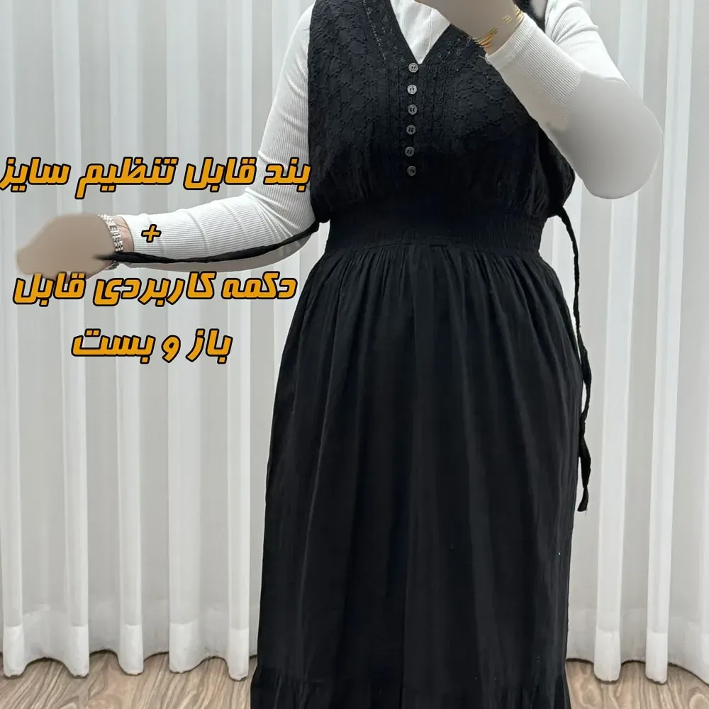 پیراهن ساحلی زنانه مدل سلن جنس نخ تافته سنگشور فری سایز آستردار