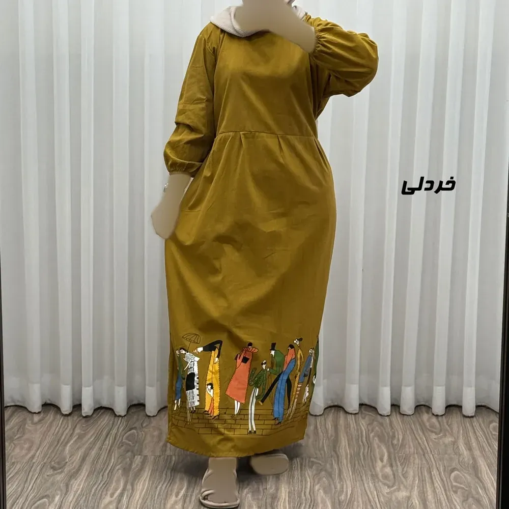 پیراهن ساحلی زنانه لینن فری سایز مدل کمرکش مناسب تا سایز 48