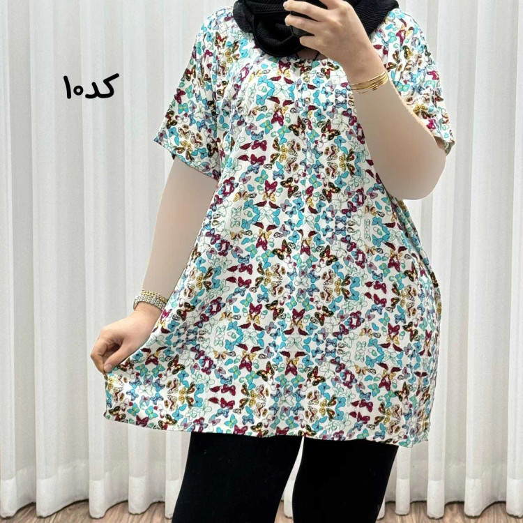 تیشرت نخی فری سایز زنانه مصی کد 1394 تن خور راحت چهارفصل
