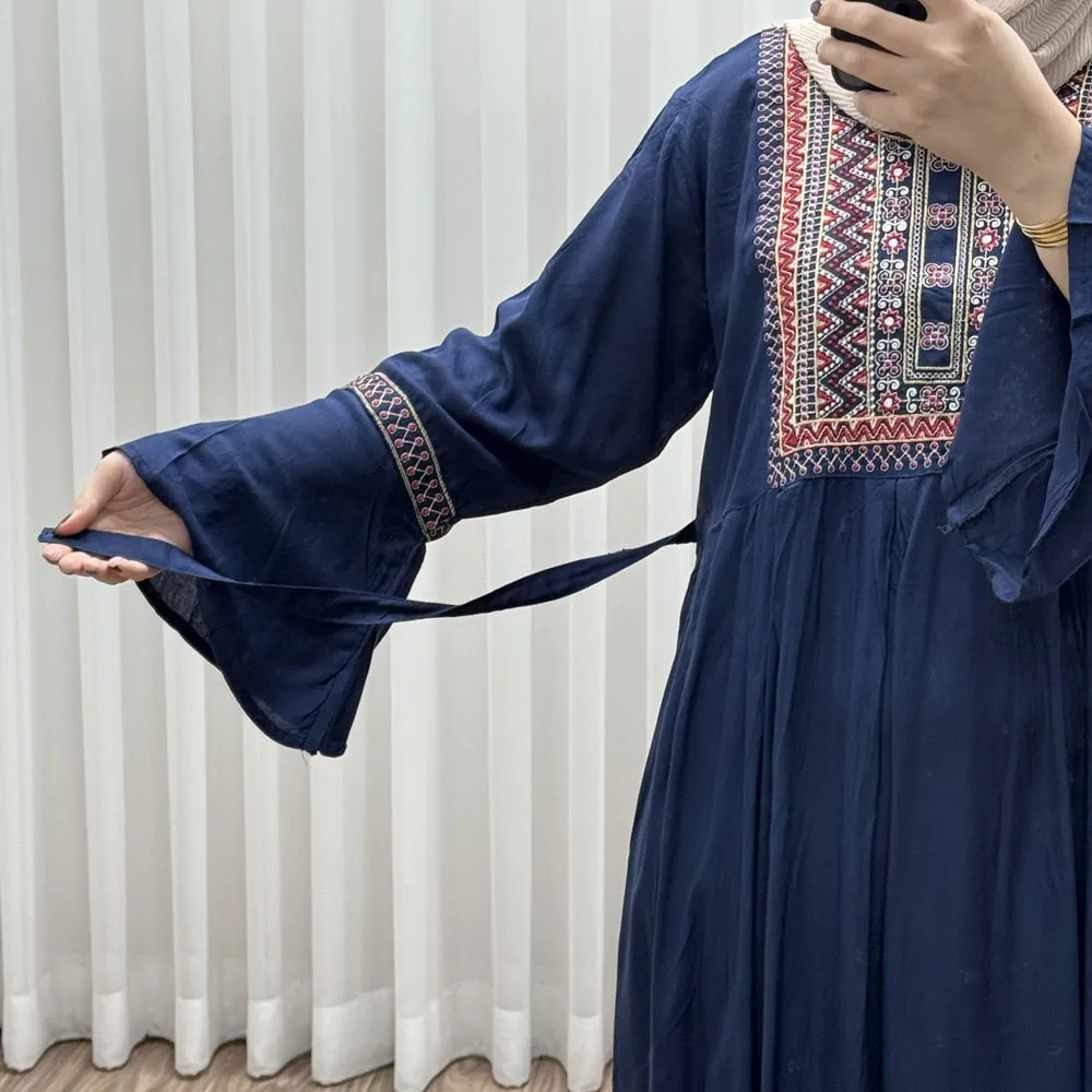 پیراهن نخی گلدوزی شده زنانه مدل مانیا فری سایز مناسب تا سایز 48