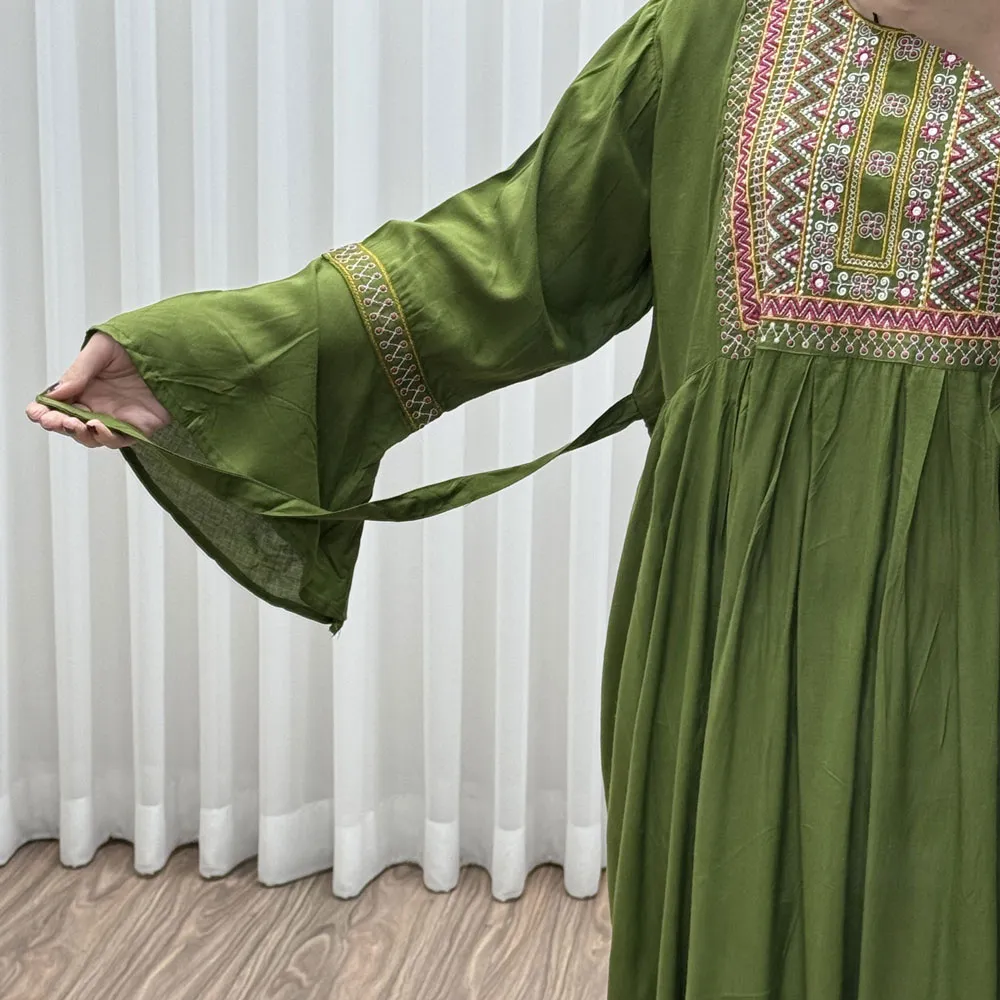 پیراهن نخی گلدوزی شده زنانه مدل مانیا فری سایز مناسب تا سایز 48