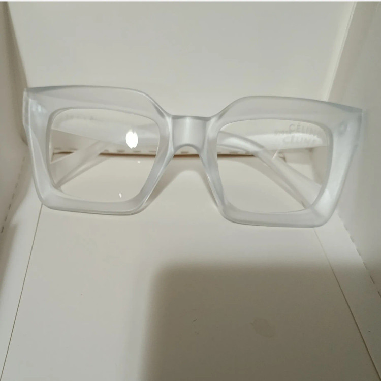 عینک بلوکات سلین کریستال شیشه بی رنگ UV400 شفاف یخی زنانه مردانه