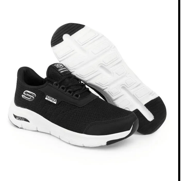 کفش اسکیچرز مردانه مدل بندنما مشکی سبک و راحت برای پیادهروی