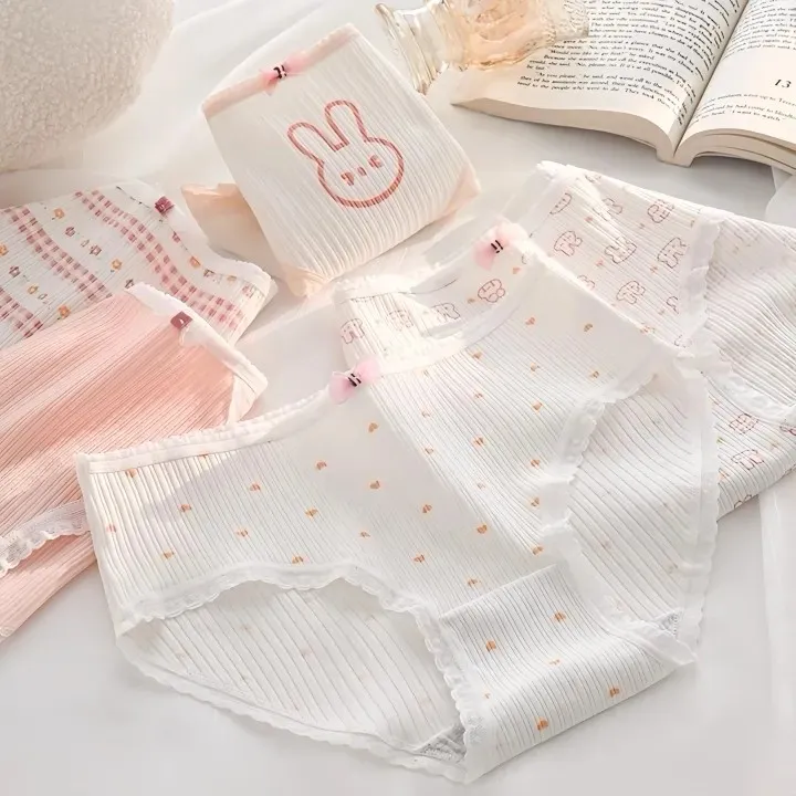 شورت زنانه عروسکی کبریتی نخی صورتی طرح خرگوشی فانتزی سایز لارج