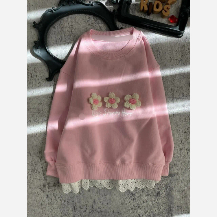 بلوز تک دخترانه دورس دو نخ لاکرا پایین گیپور