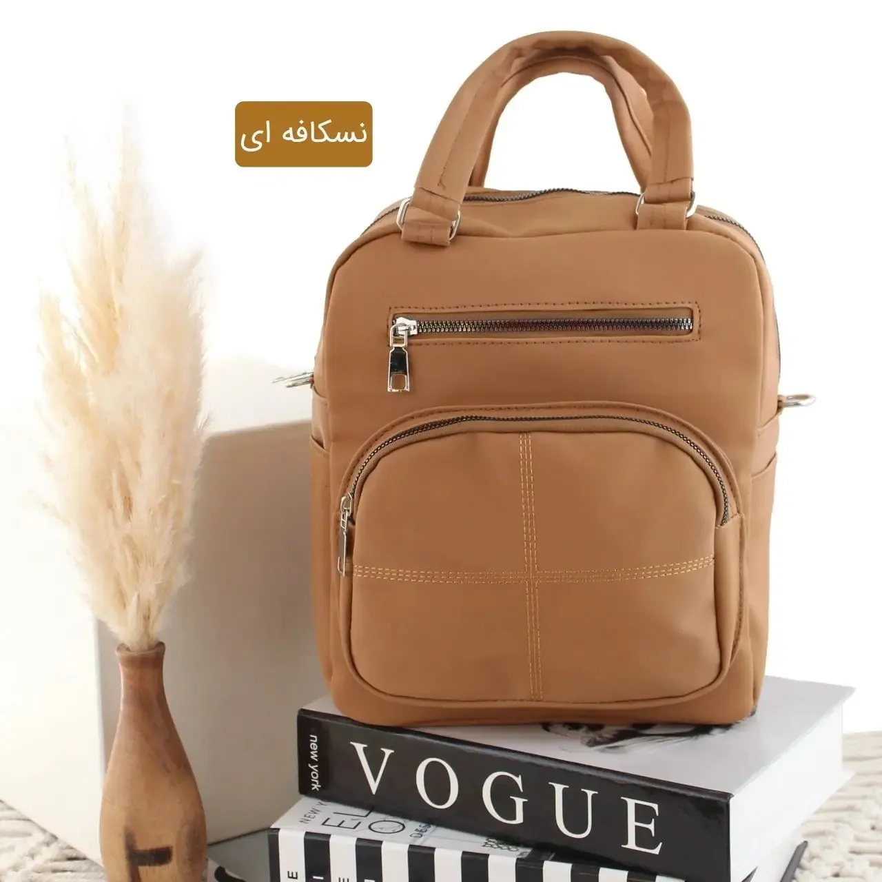 کیف زنانه چرم مصنوعی اسپرت و روزمره ابعاد 30 در 25 سانتیمتر