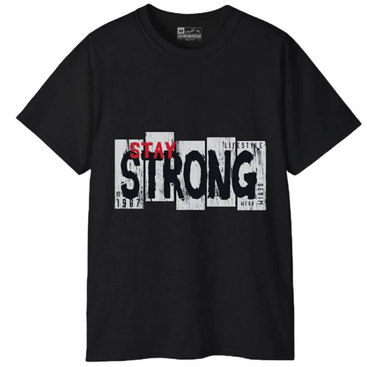 تی شرت آستین کوتاه مردانه طرح چاپ کلمه انگلیسی جنس نخ و پلی استر