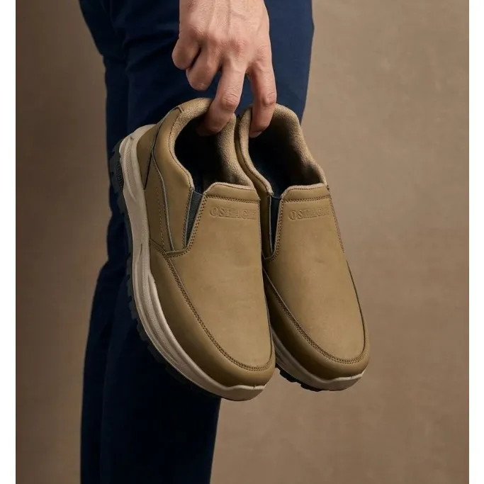 کفش چرم مردانه بیبند مدل صبا رنگ زیتونی