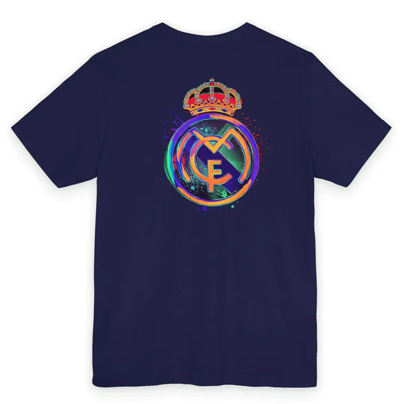 تیشرت آستین کوتاه مردانه یقه گرد طرح رئال مادرید مدل کلاسیک کد 489