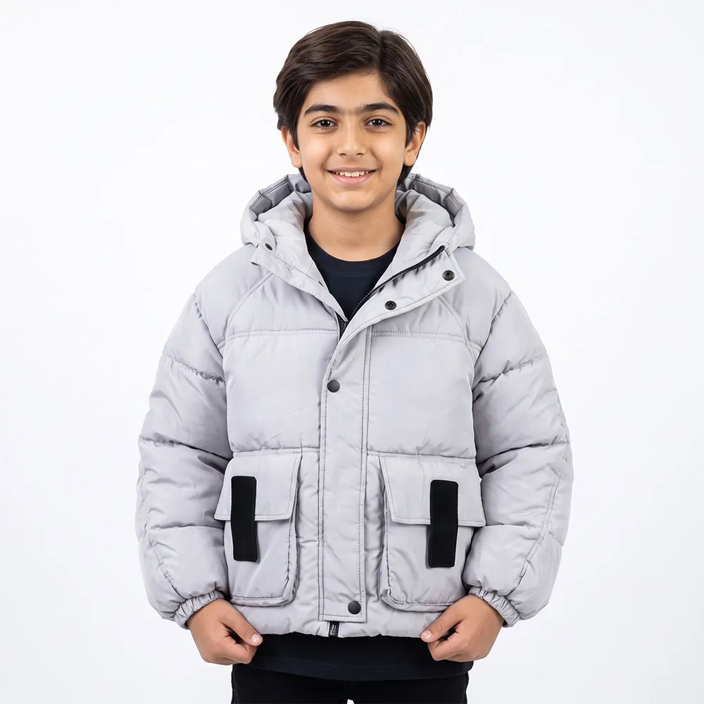 کاپشن باکسی پسرانه طوسی