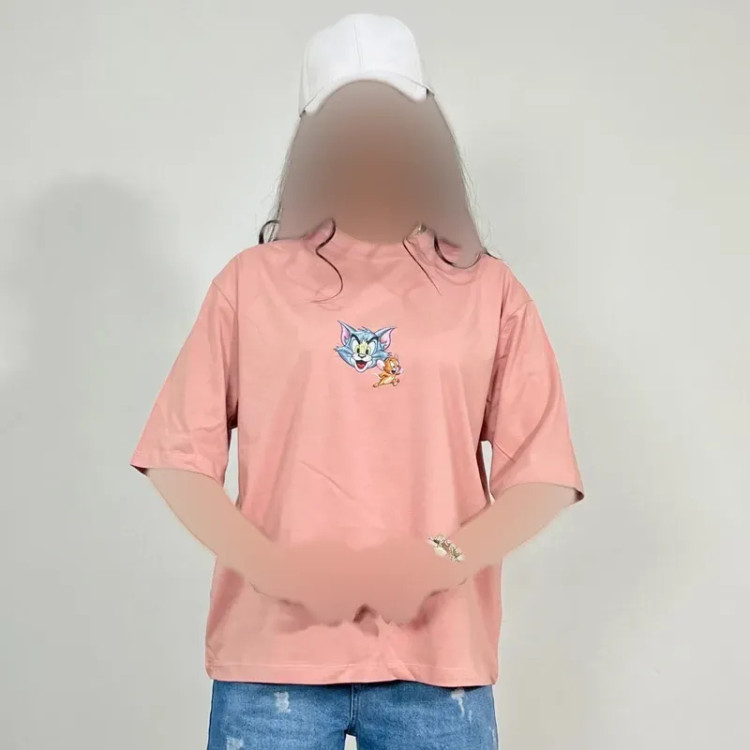 تیشرت نخ پنبه فری سایز طرح تام و جری