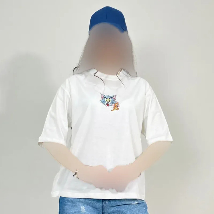 تیشرت نخ پنبه فری سایز طرح تام و جری
