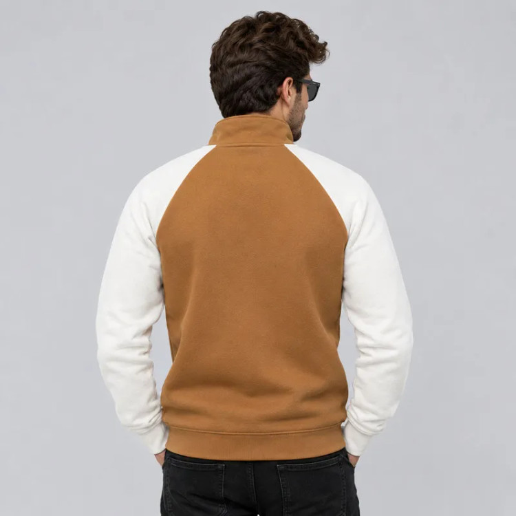سویشرت مردانه دورس ساده بدون کلاه یقه ایستاده زیپ دار