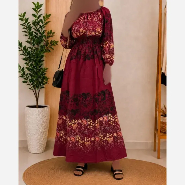 پیراهن ساحلی زنانه حاشیهدار نخی فریسایز