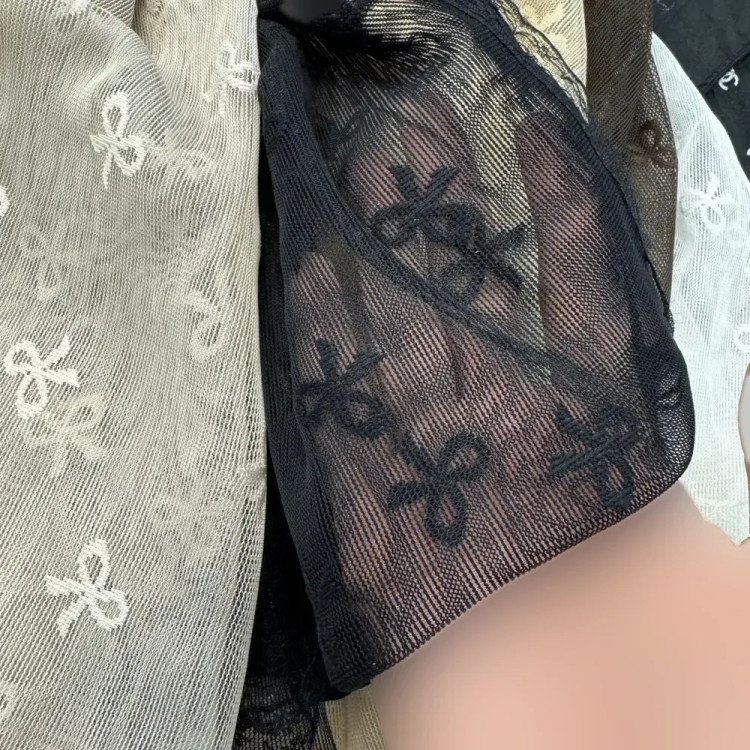 شال توری پاپیونی دور دانتل مناسب استفاده روزمره قواره 185 در 63 سانت