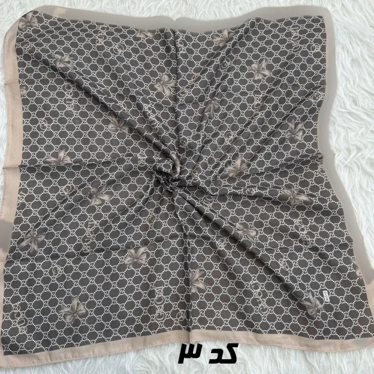 مینی اسکارف قهوهای نخ طرحبندی 65×65 سانتیمتر بدون آبرفت و رنگ رفت