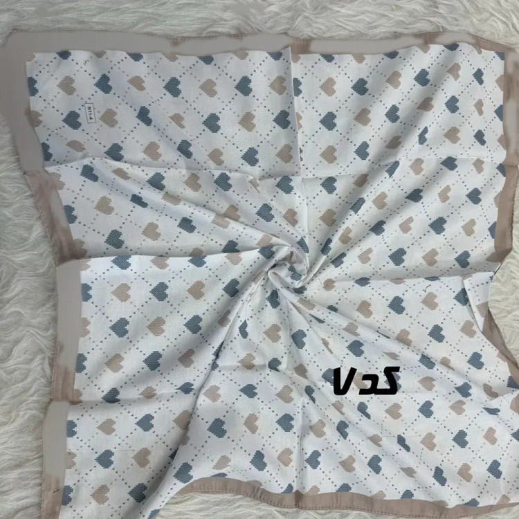 مینی اسکارف آبی نخ طرحبندی قواره 65×65 مناسب استفاده روزمره