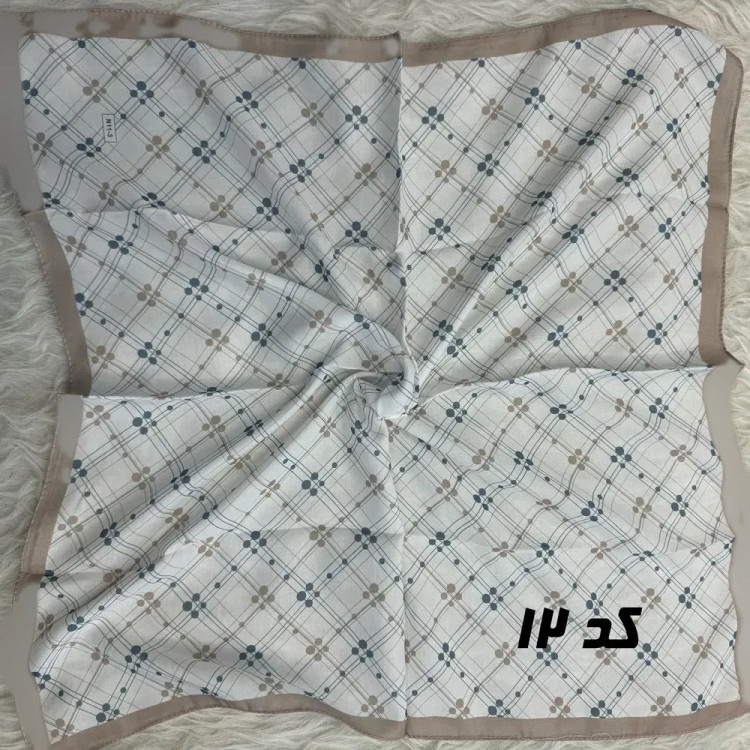 مینی اسکارف آبی نخ طرحبندی قواره 65×65 مناسب استفاده روزمره