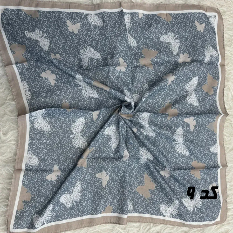 مینی اسکارف آبی نخ طرحبندی قواره 65×65 مناسب استفاده روزمره