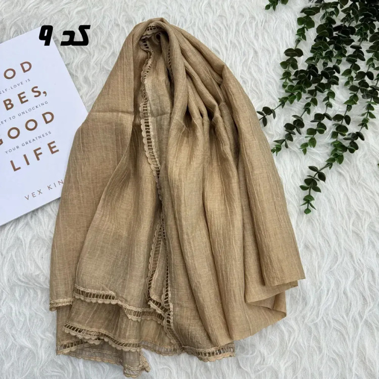 شال وارداتی مجلسی دوردانتل جنس نخ کتان سنگشور قواره 195 در 77 سانت