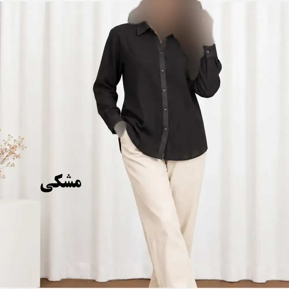 شومیز حریر شیشهای دکمهدار زنانه و دخترانه فری سایز مناسب تا سایز 50