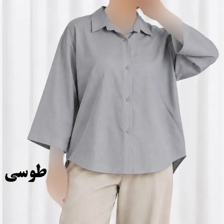 شومیز پشت پیله سیلک دکمهدار فری سایز