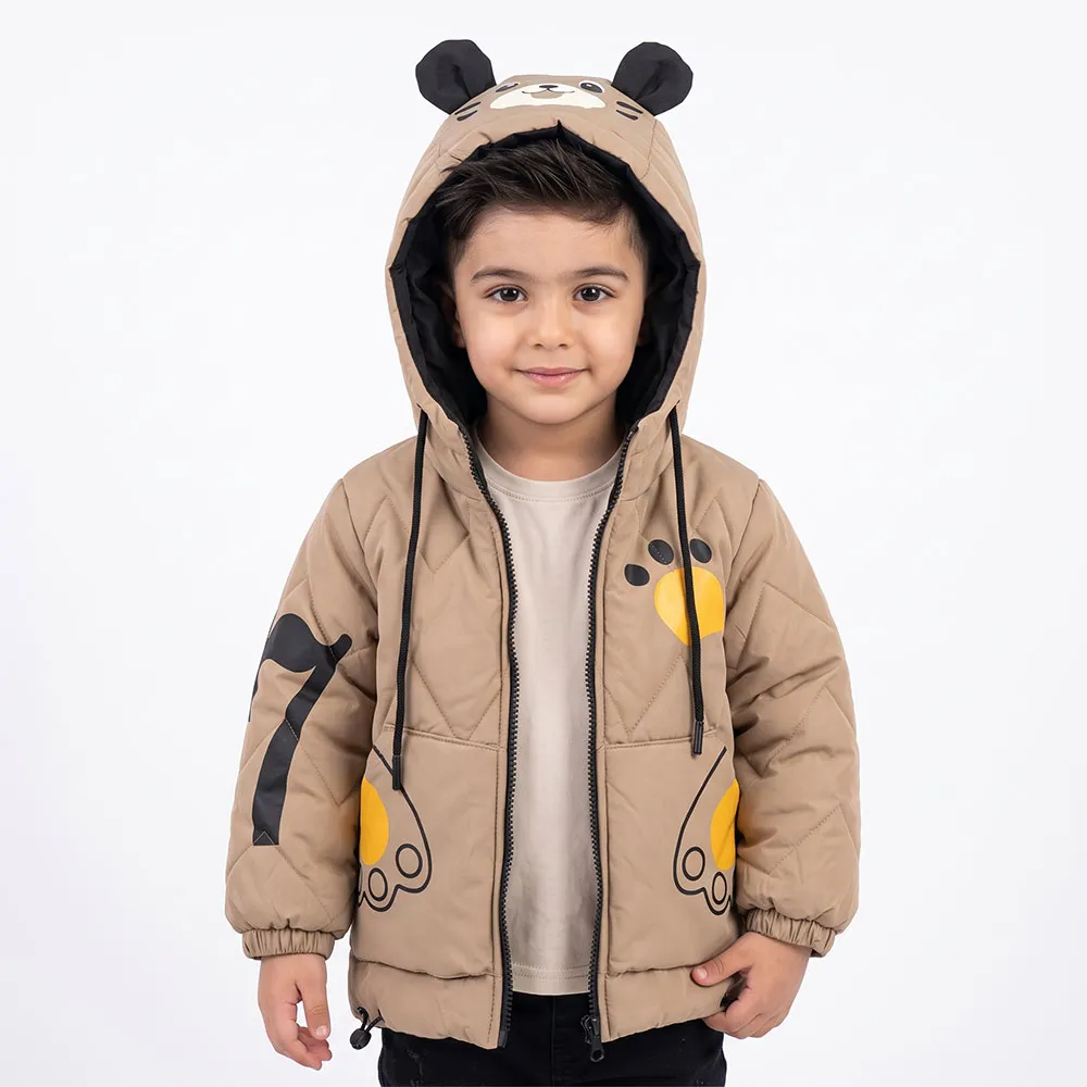 کاپشن پسرانه برزنتی آستردار کرم پاییزه و زمستانه