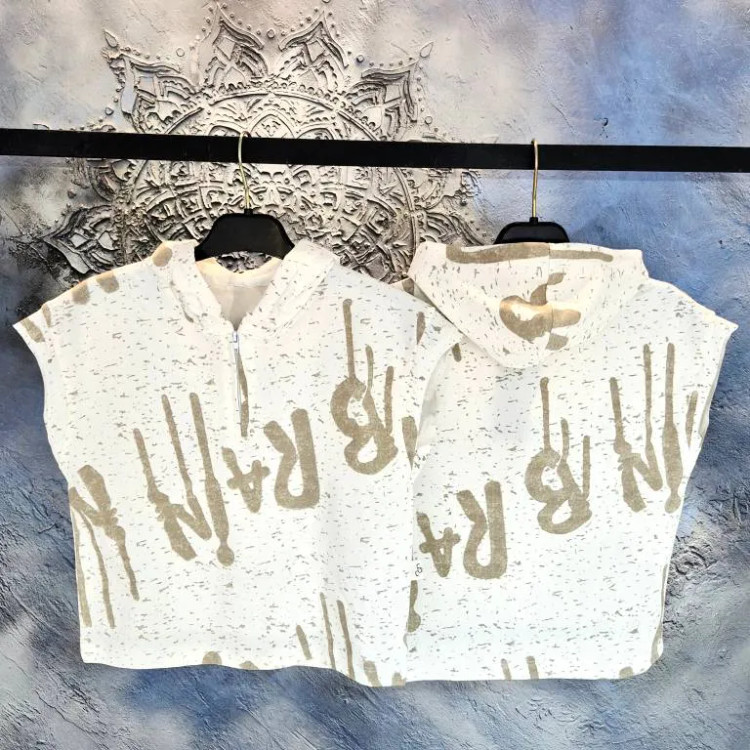 وست کلاهدار بچگانه و زنانه تک پنبه ترک تابستانه نازک 3 تا 14 سال