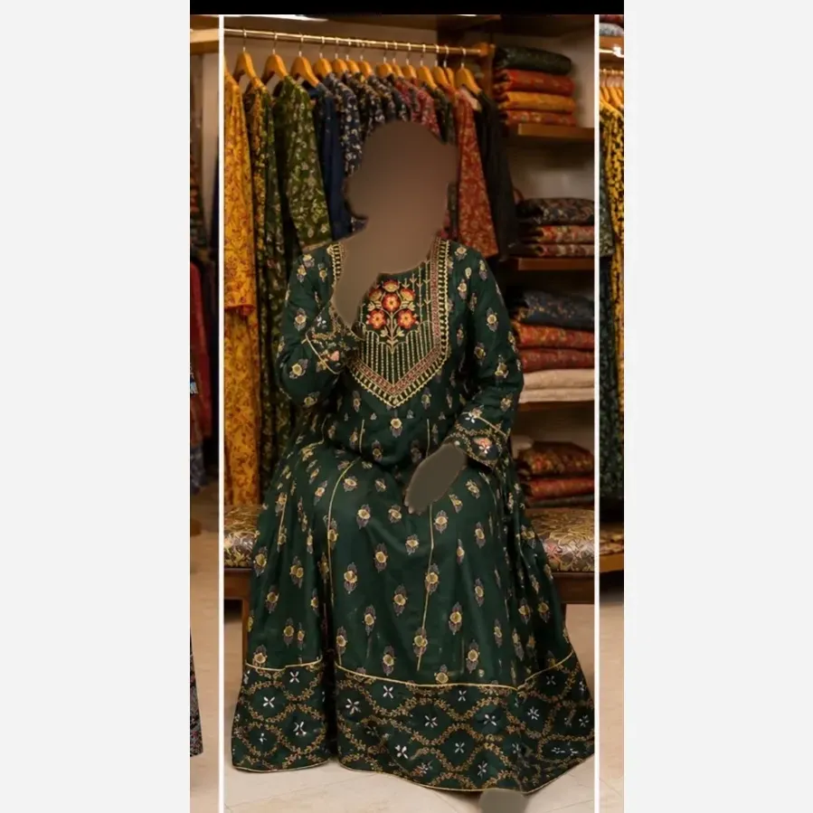 کرتی هندی زنانه جنس نخ وارداتی سایز بزرگ مدل کلوش قد 135