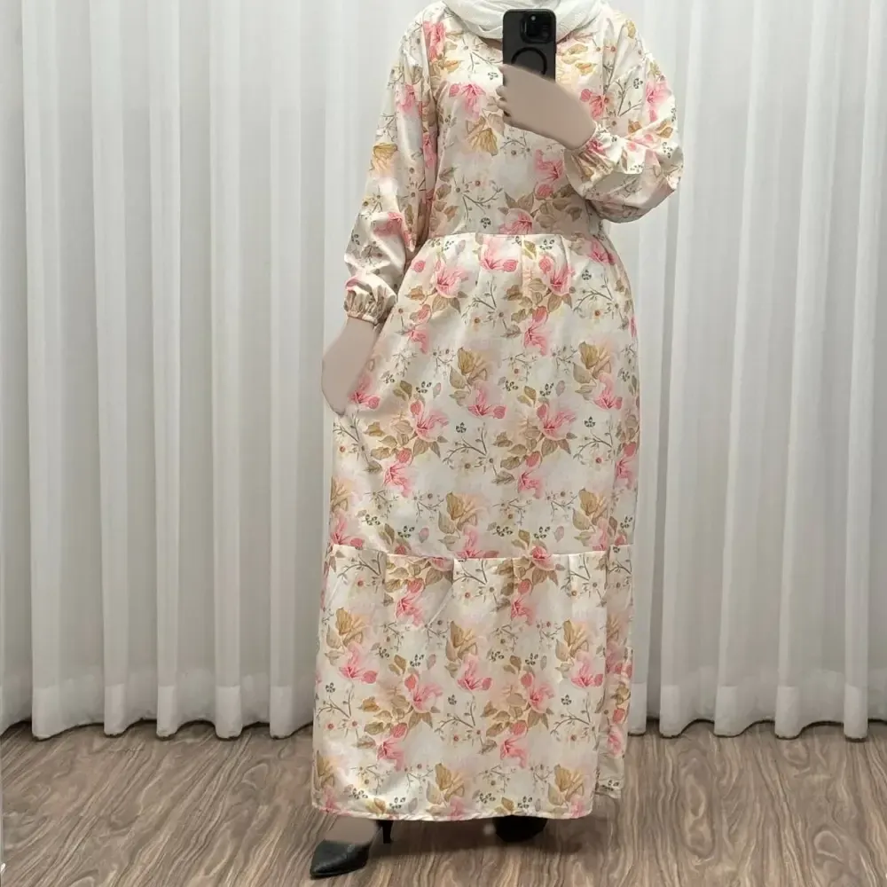 پیراهن فلور بوگاتی فری سایز تا 48 بنددار شیک و راحت چهارفصل بدون آبرفت و چروک