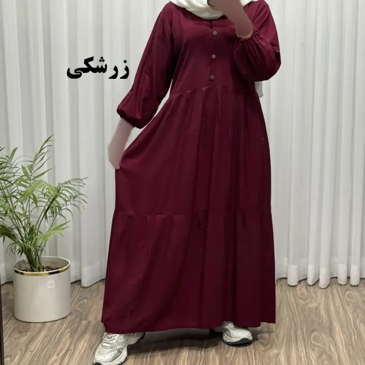 پیراهن ساحلی جلو دکمه نخی شسته شده فری سایز تا 46 بدون آبرفت و رنگ رفت کمربند دار تن خور شیک