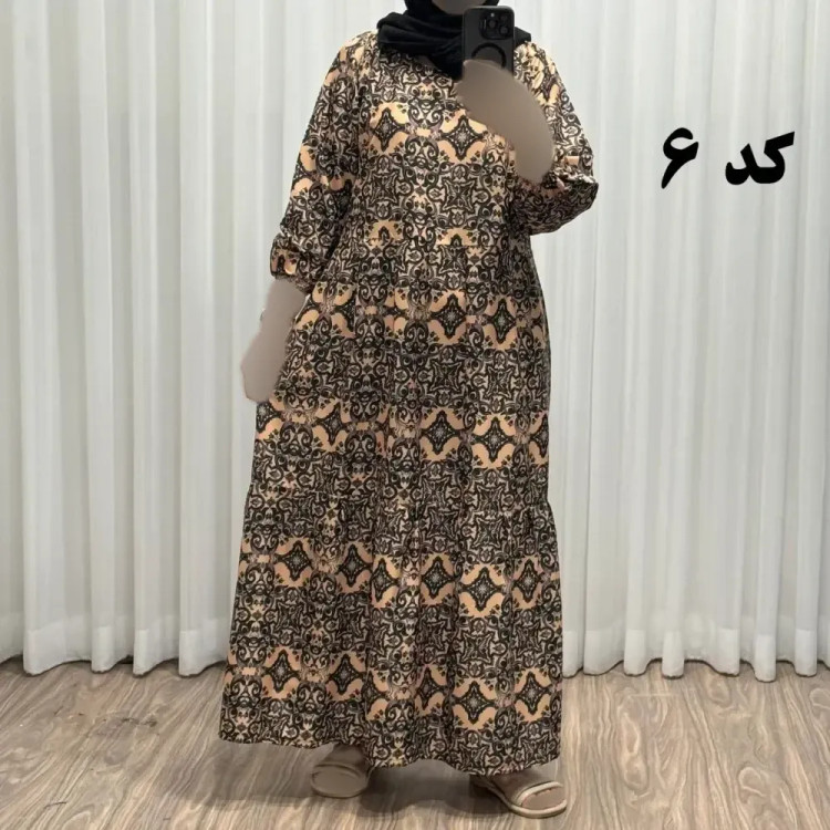 پیراهن ساحلی زنانه مدل خشت کد 714 فری سایز تا 46 جنس فلور بوگاتی قابل استفاده چهار فصل کمربنددار شیک و راحت