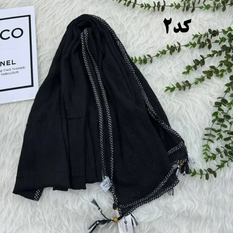 شال نخی بلک چری دور گان دوزی گد 949 قواره 220*80 سانت بدون آبرفت و چروک
