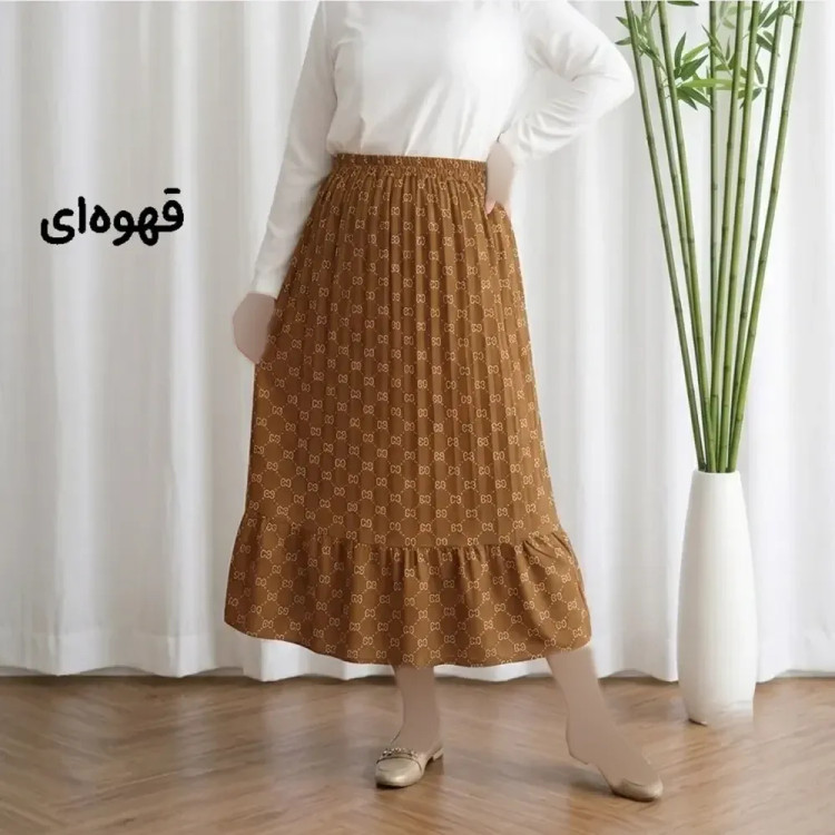 دامن نخی زنانه و دخترانه فری سایز پارچه خارجی گوچی